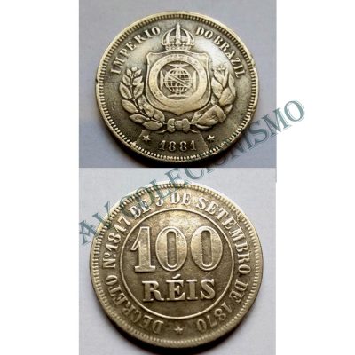MNI 014 - Moeda 100 réis - Niquel - 1881 -  MBC