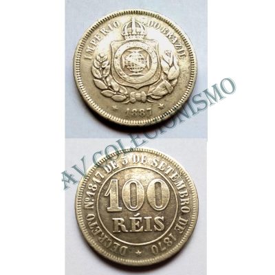 MNI 020 - Moeda 100 réis - Niquel - 1887 -  MBC