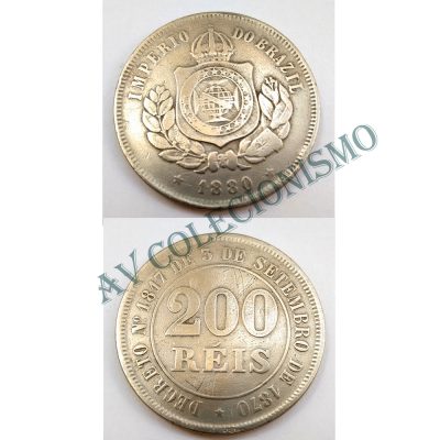 MNI 029 - Moeda 200 réis - Níquel - 1880 - MBC