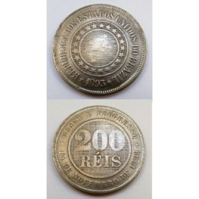 MNI 037- Moeda 200 réis - Níquel - 1893 - MBC