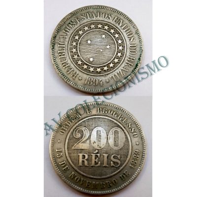 MNI 038 - Moeda 200 réis - Níquel - 1894 - MBC