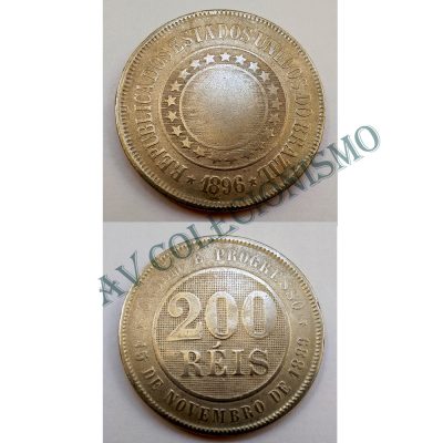 MNI 040 - Moeda 200 réis - Níquel - 1896 - MBC