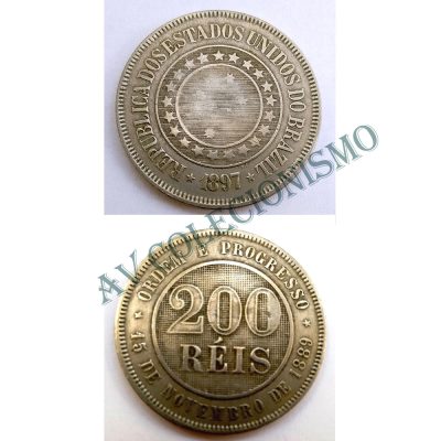 MNI 041 - Moeda 200 réis - Níquel - 1897 - MBC