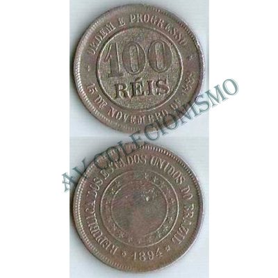 MNI 047 - Moeda 100 réis - Níquel - 1894 - MBC
