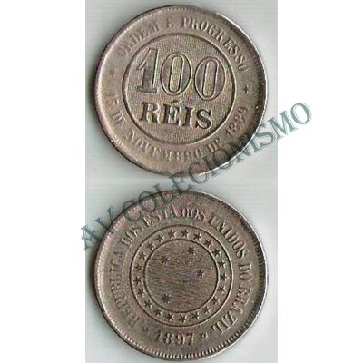 MNI 050 - Moeda 100 réis - Níquel - 1897 - MBC