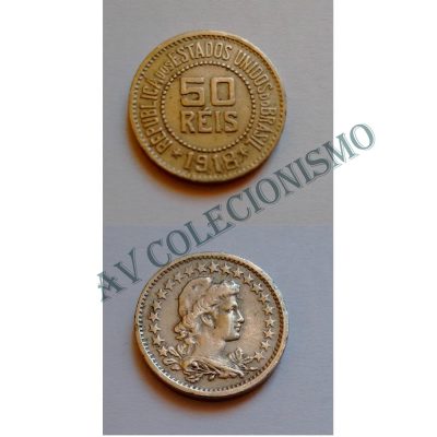 MNI 064 - Moeda 50 réis - Níquel - 1918 - SOB