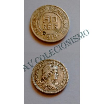 MNI 065 - Moeda 50 réis - Níquel - 1919 - MBC