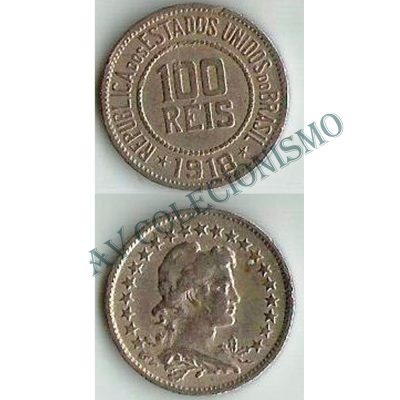 MNI 073 - Moeda 100 réis - Níquel - 1918 - MBC