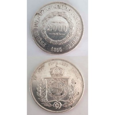 MPR 617 - Moeda 2000 réis - Prata - 1855 - SOB