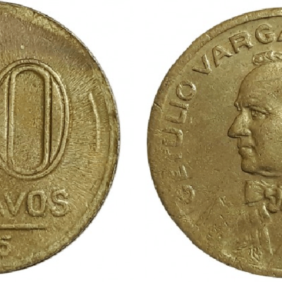MVM 187 - Moeda 20 centavos - Bronze-Alumínio - 1945 - Getúlio Vargas - SOB