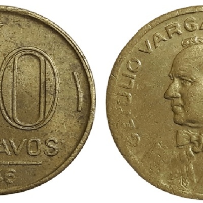 MVM 188 - Moeda 20 centavos - Bronze-Alumínio - 1946 - Getúlio Vargas - SOB