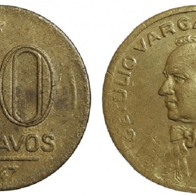 MVM 189 - Moeda 20 centavos - Bronze-Alumínio - 1947 - Getúlio Vargas - SOB