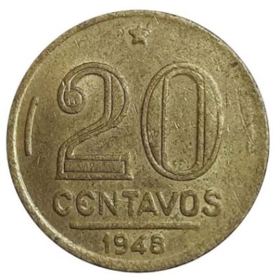 MVM 206 - Moeda 20 centavos - Bronze-Alumínio - 1948 - Ruy Barbosa - SOB
