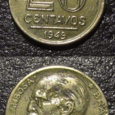 MVM 207 - Moeda 20 centavos - Bronze-Alumínio - 1949 - Ruy Barbosa - SOB