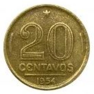 MVM 212 - Moeda 20 centavos - Bronze-Alumínio - 1954 - Ruy Barbosa - SOB