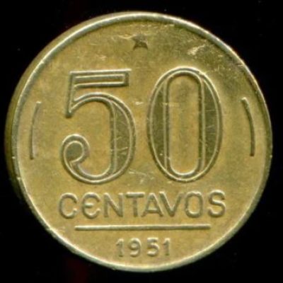 MVM 218 - Moeda 50 centavos - Bronze-Alumínio - 1951 - General Eurico Gaspar Dutra - SOB