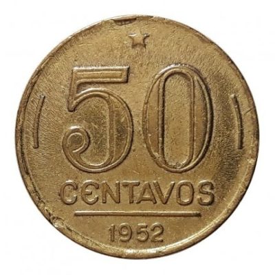 MVM 219 - Moeda 50 centavos - Bronze-Alumínio - 1952 - General Eurico Gaspar Dutra - SOB