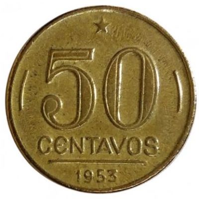 MVM 220 - Moeda 50 centavos - Bronze-Alumínio - 1953 - General Eurico Gaspar Dutra - SOB
