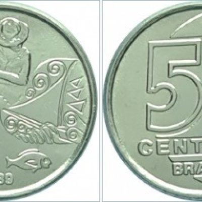 MVM 406 - Moeda 5 Centavos - Cruzado Novo - Aço Inoxidável - Pescador - 1989 - SOB