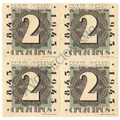 QA0049 - Centenário do Selo Postal Brasileiro - BRAPEX II - Algarismo "2" - 1943 - MINT