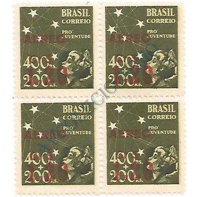 QA0056 - Selo "Pró-Juventude" de 1940, sobrecarga vermelha - 1944 - MINT