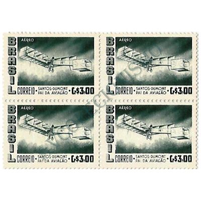 QA0080 - Santos Dumont - Cr$3,00 - 14 Bis verde - 1956 - MINT