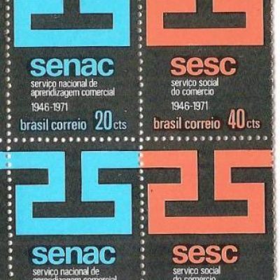 QC0715-716 - 25 anos do SENAC - SESC - SE-TENANT - 1971 - MINT