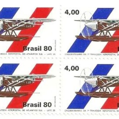 QC1146MINT - Cinquentário da 1ª Travessia Aeropostal do Atlântico Sul - Avião Latê - 1980 - MINT