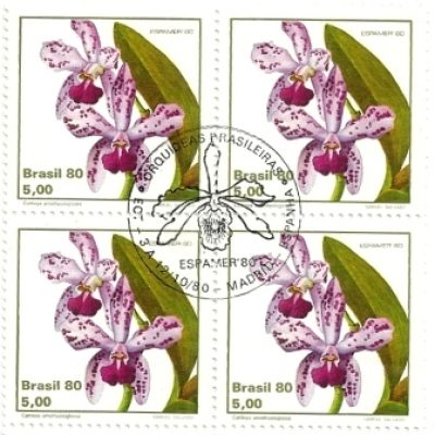 QC1162CBC- Orquídeas Brasileiras - Espamer 80 Exposição Filátetica América e Europa, Madri, Espanha - Cattleya- 1980 -CBC