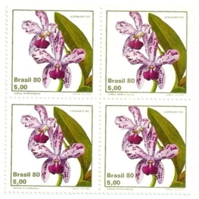 QC1162MINT- Orquídeas Brasileiras - Espamer 80 Exposição Filátetica América e Europa, Madri, Espanha - Cattleya- 1980 -MINT