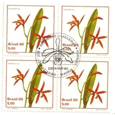 QC1163CBC- Orquídeas Brasileiras - Espamer 80 Exposição Filátetica América e Europa, Madri, Espanha - Laelia- 1980 -CBC