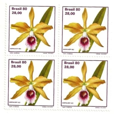QC1165MINT- Orquídeas Brasileiras - Espamer 80 Exposição Filátetica América e Europa, Madri, Espanha - Laelia Ten- 1980 -MINT