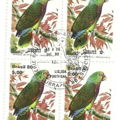 QC1166CBC- Fauna Brasileira Psitacídeos - VII Lubrapex Exposição Luso Brasileira Lisboa, Portugal - Peito Roxo- 1980 -CBC