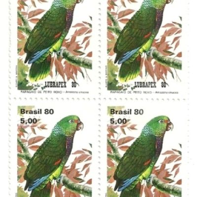 QC1166MINT- Fauna Brasileira Psitacídeos - VII Lubrapex Exposição Luso Brasileira Lisboa, Portugal - Peito Roxo- 1980 -MINT