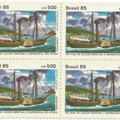QC1487MINT - 150 anos da Ligação Marítima e Empresarial Rio-Niterói - 1985 - MINT