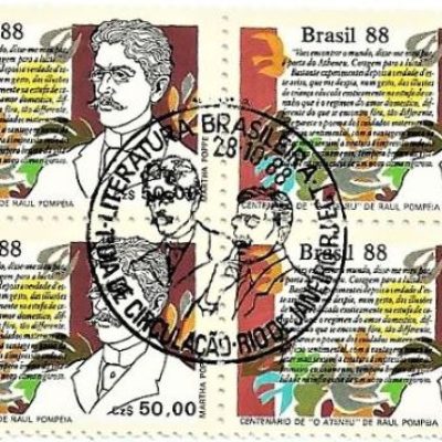 QC1601CBC - DIA DO LIVRO CENTENÁRIO DE ´´O ATENEU´´ DE RAUL POMPÉIA E DE ´´POESIAS´´ DE OLAVO BILAC (1865-1918) - 1988 - CBC