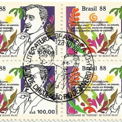 QC1602CBC - DIA DO LIVRO CENTENÁRIO DE ´´O ATENEU´´ DE RAUL POMPÉIA E DE ´´POESIAS´´ DE OLAVO BILAC (1865-1918) - 1988 - CBC