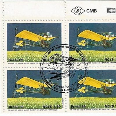 QC1637CBC - AERODESPORTO E 80 ANOS DO VOO DE ALBERTO SANTOS DUMOND NO AEROPLANO "DEMOISELLE"  - 1989 - CBC
