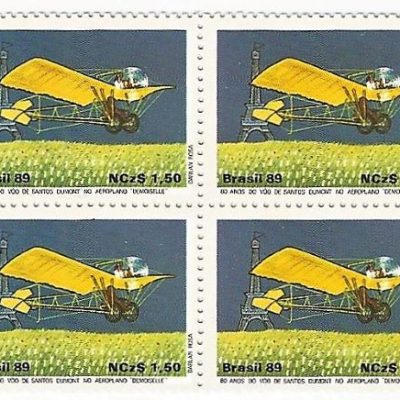 QC1637MINT - AERODESPORTO E 80 ANOS DO VOO DE ALBERTO SANTOS DUMOND NO AEROPLANO "DEMOISELLE"  - 1989 - MINT