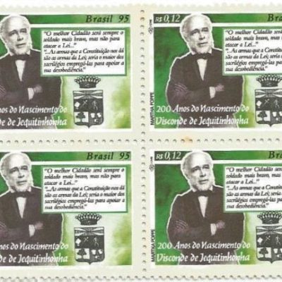 QC1939MINT - PERSONALIDADES BRASILEIRAS - VISCONDE DE JEQUITINHONHA (1794-1870) - 1995 - MINT